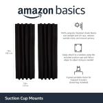 Amazon Basics Portable Energy Saving Noise Reducing Blackout Curtain Shade with Suction Cups, Fits Windows, 50"W x 78"L, Black, 2-Pack