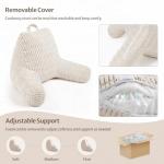 Blissful Diary Reading Pillow, Backrest Pillow with Shredded Memory Foam for Adult & Children, Designed for Bed and Couch Sitting Up, Includes Arms, Pockets and Washable Cover, Off White