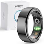 Herz P1 Smart Ring for Women & Men - (Size 9) 24/7 Health Metrics Fitness Ring, Tracks 20+ Biometrics, 6 Day Battery Life, Waterproof Stainless Steel, Free APP for iOS Android, No Subscription