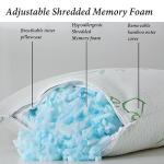 Memory Foam Pillows Queen Size set of 2, Shredded Memory Foam Bed Pillow for Sleeping, Adjustable Fluffy Pillow with Cooling Breathable Cover for All Sleepers, Hotel Quality Rest Pillow Queen 2 Pack