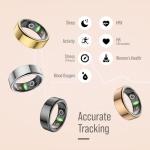 Herz P1 Smart Ring for Women & Men - (Size 9) 24/7 Health Metrics Fitness Ring, Tracks 20+ Biometrics, 6 Day Battery Life, Waterproof Stainless Steel, Free APP for iOS Android, No Subscription