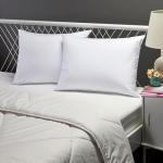 Amazon Basics Down Alternative Bed Pillows and Pillow Protector Case 2-Piece Set, Medium Density, Standard - Pack of 2, White, 26"L x 20"W