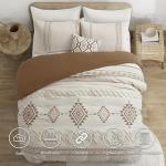 Oli Anderson Boho Duvet Cover Set King Size, Beige and Terracotta Color Clash 3 Pieces Microfiber Bedding Set, Durable and Super Soft Duvet Covers with Zipper and Ties, 104"*90"