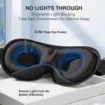YFONG Weighted Sleep Mask, Women Men 3D Blocking Lights Sleeping Mask (4.2oz/120g), Pressure Relief Night Sleep Eye Mask with Adjustable Strap, Eye Cover Blindfold for Travel Nap Yoga, Black
