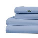 Lacoste 100% Cotton Percale 4-Piece Sheet Set – Cool, Crisp, Matte, and Durable, Oeko-Tex Certified – Solid, Allure Blue, Queen