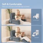 Kayfia Reading Pillow, 10 in 1 Back Pillow for Bed Sitting up with Detachable Arms Rest, Back Rest with Gel Memory Foam, Husband Pillow for Reading/Gaming/Working in Bed or Couch 19", Gray