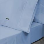 Lacoste 100% Cotton Percale 4-Piece Sheet Set – Cool, Crisp, Matte, and Durable, Oeko-Tex Certified – Solid, Allure Blue, Queen