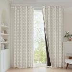 ugoutry 100% Boho Blackout Curtains 84 Inches Long for Bedroom, Black on Beige Patterned Bohemian Curtains for Living Room, Geometric Striped Thermal Insulated Window Drapes Gromment Top 2 Panels