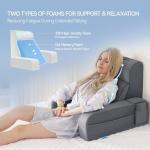 Kayfia Reading Pillow, 10 in 1 Back Pillow for Bed Sitting up with Detachable Arms Rest, Back Rest with Gel Memory Foam, Husband Pillow for Reading/Gaming/Working in Bed or Couch 19", Gray