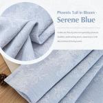 FMFUNCTEX Blue Floral Jacquard Blackout Curtains 84 Inches Long for Bedroom, Scroll Flower Chenille Farmhouse Curtains for Living Room Darkening Thermal Insulated Grommet Window Drapes 2 Panels