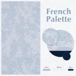 FMFUNCTEX Blue Floral Jacquard Blackout Curtains 84 Inches Long for Bedroom, Scroll Flower Chenille Farmhouse Curtains for Living Room Darkening Thermal Insulated Grommet Window Drapes 2 Panels