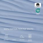 Lacoste 100% Cotton Percale 4-Piece Sheet Set – Cool, Crisp, Matte, and Durable, Oeko-Tex Certified – Solid, Allure Blue, Queen