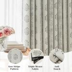 ugoutry 100% Boho Blackout Curtains 84 Inches Long for Bedroom, Black on Beige Patterned Bohemian Curtains for Living Room, Geometric Striped Thermal Insulated Window Drapes Gromment Top 2 Panels