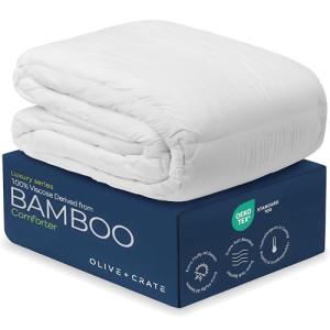 Olive + Crate Cooling Down Alternative Comforter - Hypoallergenic King Size Duvet Insert Lightweight - All Seasons Plush Design Bamboo Comforter - 100% Bamboo Viscose Outer Cover - White 102"x90"