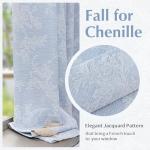 FMFUNCTEX Blue Floral Jacquard Blackout Curtains 84 Inches Long for Bedroom, Scroll Flower Chenille Farmhouse Curtains for Living Room Darkening Thermal Insulated Grommet Window Drapes 2 Panels