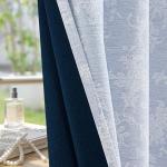 FMFUNCTEX Blue Floral Jacquard Blackout Curtains 84 Inches Long for Bedroom, Scroll Flower Chenille Farmhouse Curtains for Living Room Darkening Thermal Insulated Grommet Window Drapes 2 Panels