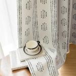 ugoutry 100% Boho Blackout Curtains 84 Inches Long for Bedroom, Black on Beige Patterned Bohemian Curtains for Living Room, Geometric Striped Thermal Insulated Window Drapes Gromment Top 2 Panels