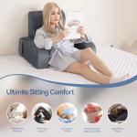 Kayfia Reading Pillow, 10 in 1 Back Pillow for Bed Sitting up with Detachable Arms Rest, Back Rest with Gel Memory Foam, Husband Pillow for Reading/Gaming/Working in Bed or Couch 19", Gray