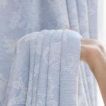 FMFUNCTEX Blue Floral Jacquard Blackout Curtains 84 Inches Long for Bedroom, Scroll Flower Chenille Farmhouse Curtains for Living Room Darkening Thermal Insulated Grommet Window Drapes 2 Panels