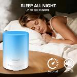 URPOWER 300ml Essential Oil Diffuser: Ultrasonic Aromatherapy Diffuser Quiet Auto Shut-Off, 4 Timer Settings(1H 3H 6H ON) & 7-Color Night Light Humidifier for Yoga Bedroom Living Room Office