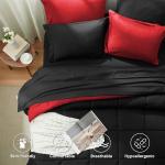 Anluoer Queen Comforter Set 7 Piece, Reversible Bed in a Bag Queen Size, Lightweight Bedding Set with 1 Comforter(88"*88"), 2 Pillow Shams, 2 Pillowcases, 1 Flat Sheet, 1 Fitted Sheet, Red & Black