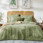 WRENSONGE Queen Comforter Set - 7 Pieces Sage Green Soft Bed in a Bag Queen with Fitted Sheet, Flat Sheet, 2 Pillow Shams, and 2 Pillowcases- Warm Bedding Sets Queen for All Season