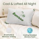 Memory Foam Pillows Queen Size Set of 2 - Cooling Bed Pillows for Sleeping - Back, Stomach, Side Sleeper Firm, Comfy Cool Shredded - 2 Pack, Rayon Derived from Bamboo