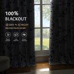 Beauoop Floral 100% Blackout Curtains 84 Inches Long 2 Panels for Bedroom Living Room Tan Brown and White Flower Patterned Room Darkening Thermal Soundproof Grommet Window Treatments Drapes, 52X84