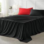 Anluoer Queen Comforter Set 7 Piece, Reversible Bed in a Bag Queen Size, Lightweight Bedding Set with 1 Comforter(88"*88"), 2 Pillow Shams, 2 Pillowcases, 1 Flat Sheet, 1 Fitted Sheet, Red & Black