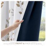 Beauoop Floral 100% Blackout Curtains 84 Inches Long 2 Panels for Bedroom Living Room Tan Brown and White Flower Patterned Room Darkening Thermal Soundproof Grommet Window Treatments Drapes, 52X84