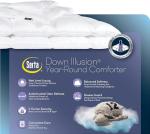 SERTA Down Illusion All Season Hypoallergenic Down Alternative Comforter with Corner Loops, King/Cal King, White