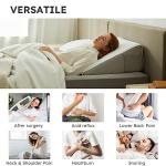 Bedluxe Wedge Pillow, 10 inch Bed Wedge Pillow for Headboard, Pillow Wedge for Acid Reflux Relief, Sleeping, Back Pain Relief, Snoring, Triangle Pillow Wedge, White/Grey