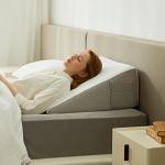 Bedluxe Wedge Pillow, 10 inch Bed Wedge Pillow for Headboard, Pillow Wedge for Acid Reflux Relief, Sleeping, Back Pain Relief, Snoring, Triangle Pillow Wedge, White/Grey