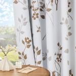 Beauoop Floral 100% Blackout Curtains 84 Inches Long 2 Panels for Bedroom Living Room Tan Brown and White Flower Patterned Room Darkening Thermal Soundproof Grommet Window Treatments Drapes, 52X84