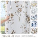 Beauoop Floral 100% Blackout Curtains 84 Inches Long 2 Panels for Bedroom Living Room Tan Brown and White Flower Patterned Room Darkening Thermal Soundproof Grommet Window Treatments Drapes, 52X84