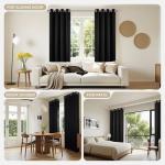 Joydeco Blackout Curtains for Bedroom 120 Inch Long 2 Panels, Room Darkening Grommet Drapes, Thermal Insulated Black Out Drapes, Black Curtains for Living Room
