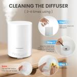 URPOWER 300ml Essential Oil Diffuser: Ultrasonic Aromatherapy Diffuser Quiet Auto Shut-Off, 4 Timer Settings(1H 3H 6H ON) & 7-Color Night Light Humidifier for Yoga Bedroom Living Room Office