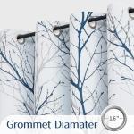FMFUNCTEX 100% Blackout Curtains for Bedroom, Blue White Tree Curtains 84 Inches Long for Living Room, Grey Farmhouse Room Darkening Window Curtains for Summer Winter 2 Panels Grommet Top