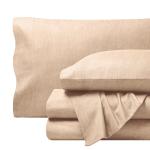 Bare Home Flannel Sheet Set Prints, 100% Cotton, Velvety Soft Heavyweight - Double Brushed Flannel for Extra Softness & Comfort - Deep Pocket - Bed Sheets (Queen, Heathered Oatmeal)