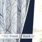 FMFUNCTEX 100% Blackout Curtains for Bedroom, Blue White Tree Curtains 84 Inches Long for Living Room, Grey Farmhouse Room Darkening Window Curtains for Summer Winter 2 Panels Grommet Top
