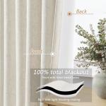 Guken Cream Linen Blackout Curtains 96 Inch Length 2 Panels Set for Living Room Bedroom Back Tab Thermal Insulated 100% Black Out Linen Drapes Room Darkening Window Curtains Ivory Natural