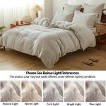 Simple&Opulence 100% Linen Duvet Cover Set 3pcs Basic Style Natural French Washed Flax Solid Color Soft Breathable Farmhouse Bedding with Button Closure - Linen, King