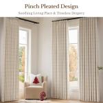THREE GIRLS Linen Plaid Blackout Curtains Gingham Double Layer for Living Room,Bedroom,Dining Room 108 Inches Long 2 Panels Set Luxury and Modern Printed Design Darkening Pinch Pleated