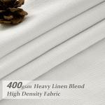 100% Blackout Linen 96 Inch Curtains 2 Panel Set for Bedroom, Modern Pinch Pleated Natural Linen Off Beige White Insulated Heavy Curtain 40 x 96 Inches Length Sliding Glass Door Room Darkening Drapes