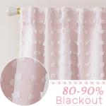 Lino Rosa Pink Blackout Curtains for Bedroom Nursery 2 Panels,Sheer White Overlay Pom Pom Floral Ruffle Cute Coquette Aesthetic Room Decor for Baby Girl Teen