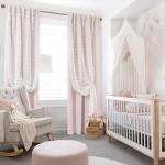 Lino Rosa Pink Blackout Curtains for Bedroom Nursery 2 Panels,Sheer White Overlay Pom Pom Floral Ruffle Cute Coquette Aesthetic Room Decor for Baby Girl Teen