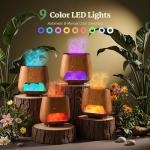 JJNJJN Essential Oil Diffuser for Home: 200ml Aromatherapy Diffuser with Himalayan Pink Salt Rock, Cool Mist Humidifier with Auto Off Function and 9 Colors LED Night Light for Bedroom