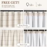 THREE GIRLS Linen Plaid Blackout Curtains Gingham Double Layer for Living Room,Bedroom,Dining Room 108 Inches Long 2 Panels Set Luxury and Modern Printed Design Darkening Pinch Pleated