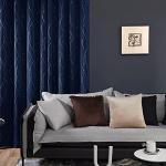 Deconovo Blackout Curtains for Living Room, Thermal Insulated Soundproof Drapes, Wave Dots Silver Print, 52 x 84 Inches Long, 2 Panels, Machine‑Washable Window Panel for Bedroom Patio Door, Navy Blue