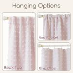 Lino Rosa Pink Blackout Curtains for Bedroom Nursery 2 Panels,Sheer White Overlay Pom Pom Floral Ruffle Cute Coquette Aesthetic Room Decor for Baby Girl Teen
